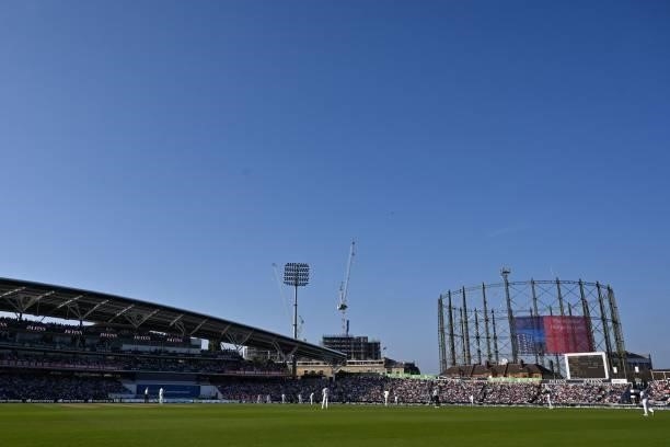 England open their second Innings under a clear sky during play on the fourth day of the fourth cricket Test match between England and India at the...