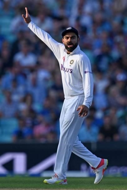 India's captain Virat Kohli appeals unsuccessfully in the field during play on the fourth day of the fourth cricket Test match between England and...