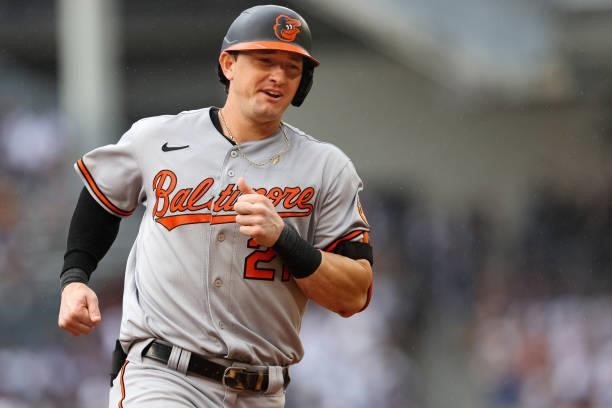 Austin Hays of the Baltimore Orioles rounds the bases after hitting a home run against the New York Yankees during the second inning of a game at...