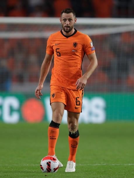 Stefan de Vrij of Holland during the World Cup Qualifier match between Holland v Montenegro at the Philips Stadium on September 4, 2021 in Eindhoven...