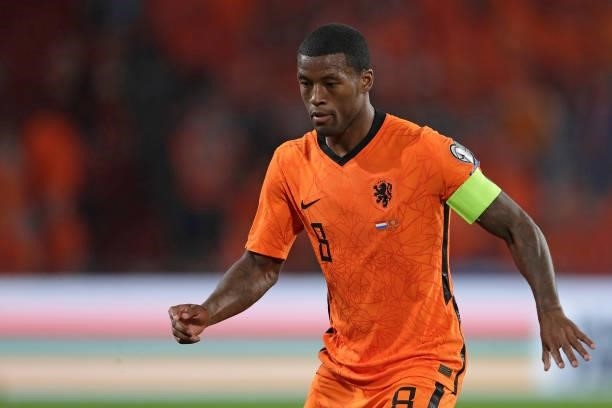 Georginio Wijnaldum of Holland during the World Cup Qualifier match between Holland v Montenegro at the Philips Stadium on September 4, 2021 in...