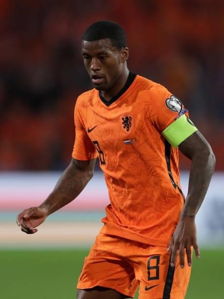 Georginio Wijnaldum of Holland during the World Cup Qualifier match between Holland v Montenegro at the Philips Stadium on September 4, 2021 in...