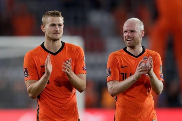 Matthijs de Ligt of Holland, Davy Klaassen of Holland during the World Cup Qualifier match between Holland v Montenegro at the Philips Stadium on...