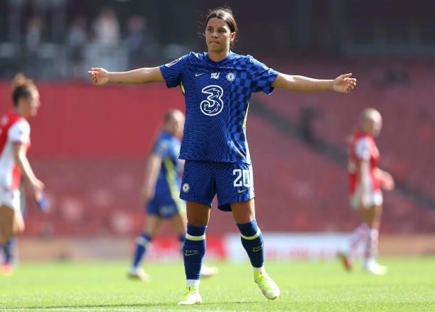 Sam Kerr of Chelsea during the Barclays FA Women's Super League match between Arsenal Women and Chelsea Women at Emirates Stadium on September 5,...