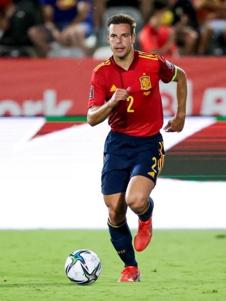 Cesar Azpilicueta of Spain during the World Cup Qualifier match between Spain v Georgia at the Estadio La Cartuja on September 5, 2021 in Seville...