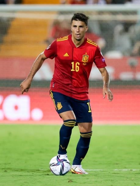 Rodri Hernandez of Spain during the World Cup Qualifier match between Spain v Georgia at the Estadio La Cartuja on September 5, 2021 in Seville Spain