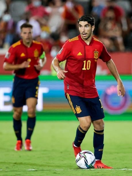 Carlos Soler of Spain during the World Cup Qualifier match between Spain v Georgia at the Estadio La Cartuja on September 5, 2021 in Seville Spain