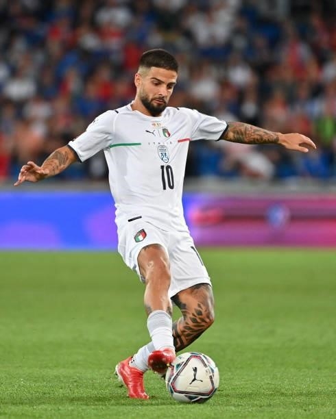 Italy's forward Lorenzo Insigne controls the ball during the World Cup 2022 qualifier football match between Switzerland and Italy, on September 5,...