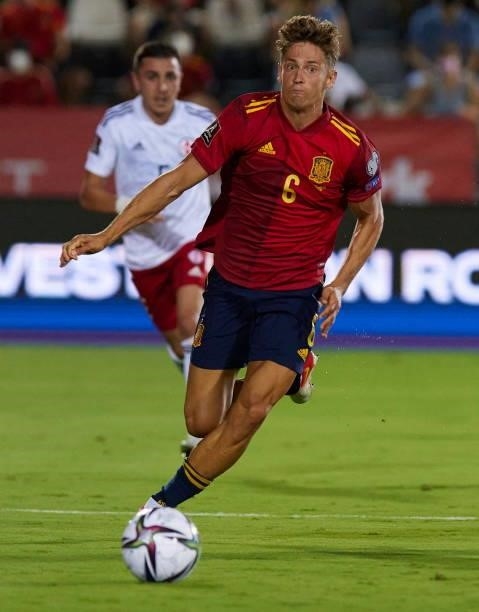 Marcos Llorente of Spain controls the ball during the 2022 FIFA World Cup Qualifier match between Spain and Georgia at Estadio Nuevo Vivero on...