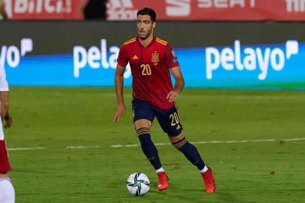 Mikel Merino of Spain controls the ball during the 2022 FIFA World Cup Qualifier match between Spain and Georgia at Estadio Nuevo Vivero on September...