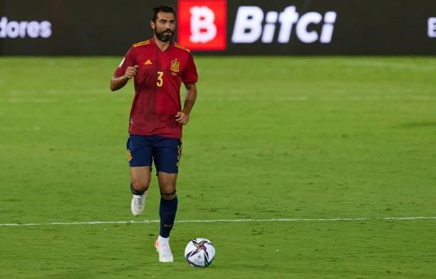 Raul Albiol of Spain controls the ball during the 2022 FIFA World Cup Qualifier match between Spain and Georgia at Estadio Nuevo Vivero on September...