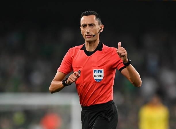 Dublin , Ireland - 7 September 2021; Referee José María Sánchez during the FIFA World Cup 2022 qualifying group A match between Republic of Ireland...