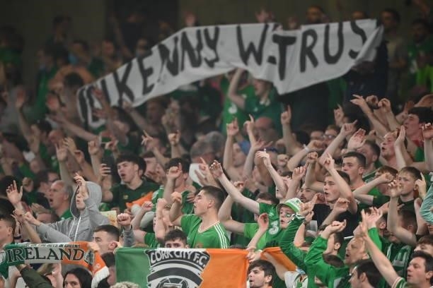 Dublin , Ireland - 7 September 2021; Republic of Ireland supporters during the FIFA World Cup 2022 qualifying group A match against Serbia at the...
