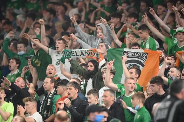 Dublin , Ireland - 7 September 2021; Republic of Ireland supporters during the FIFA World Cup 2022 qualifying group A match against Serbia at the...