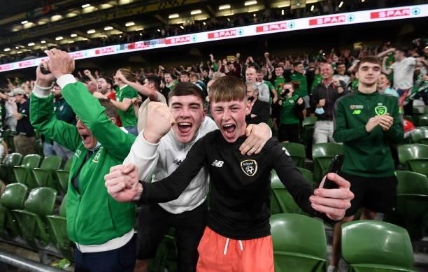 Dublin , Ireland - 7 September 2021; Republic of Ireland supporters after the FIFA World Cup 2022 qualifying group A match between Republic of...