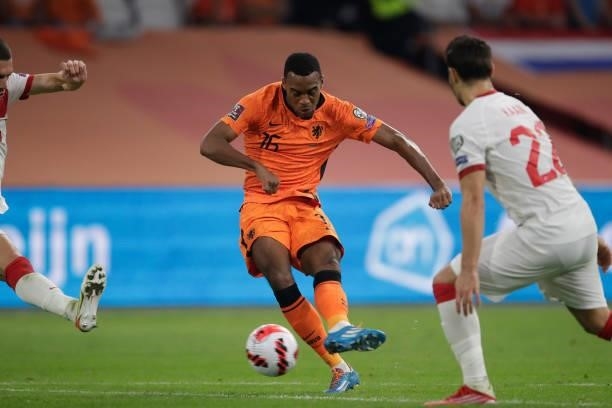 Ryan Gravenberch of Holland during the World Cup Qualifier match between Holland v Turkey at the Johan Cruijff Arena on September 7, 2021 in...