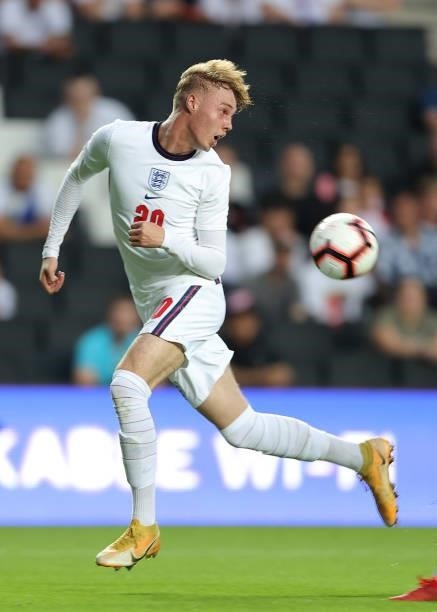 Cole Palmer of England during the UEFA Under 21 Qualifier match between England and Kosovo U21 at Stadium mk on September 7, 2021 in Milton Keynes,...