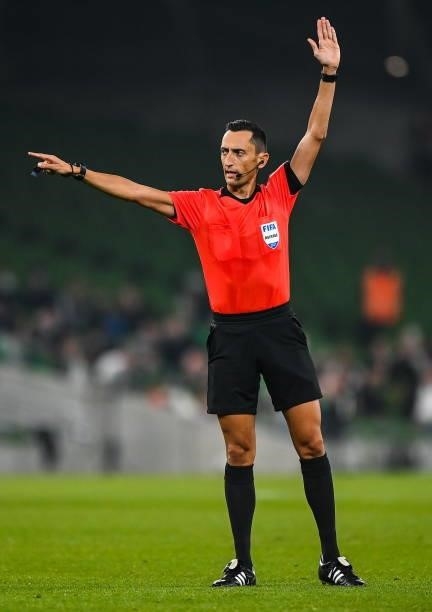 Dublin , Ireland - 7 September 2021; Referee José María Sánchez during the FIFA World Cup 2022 qualifying group A match between Republic of Ireland...