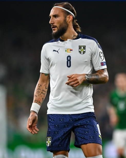 Dublin , Ireland - 7 September 2021; Nemanja Gudelj of Serbia during the FIFA World Cup 2022 qualifying group A match between Republic of Ireland and...