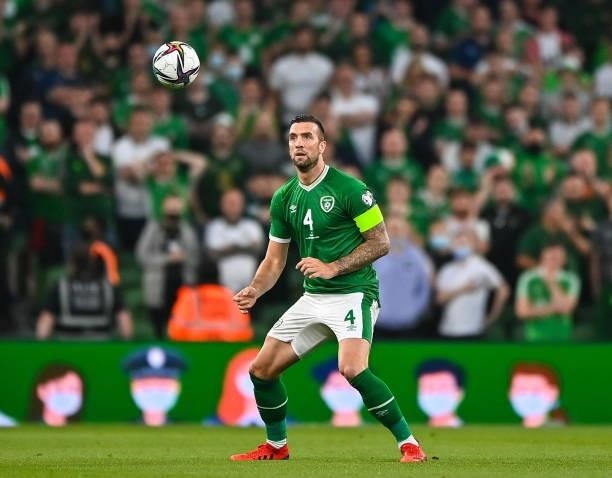 Dublin , Ireland - 7 September 2021; Shane Duffy of Republic of Ireland during the FIFA World Cup 2022 qualifying group A match between Republic of...