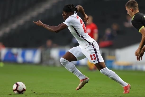 Noni Madueke of England during the UEFA Under 21 Qualifier match between England and Kosovo U21 at Stadium mk on September 7, 2021 in Milton Keynes,...