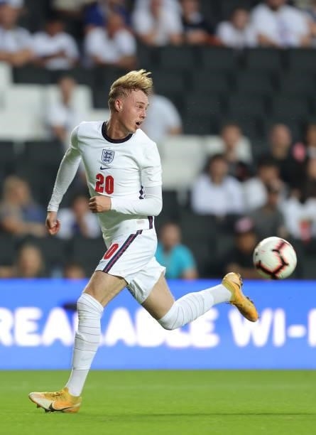 Cole Palmer of England during the UEFA Under 21 Qualifier match between England and Kosovo U21 at Stadium mk on September 7, 2021 in Milton Keynes,...