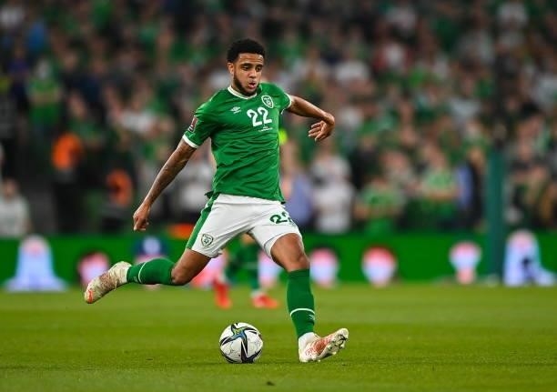 Dublin , Ireland - 7 September 2021; Andrew Omobamidele of Republic of Ireland during the FIFA World Cup 2022 qualifying group A match between...