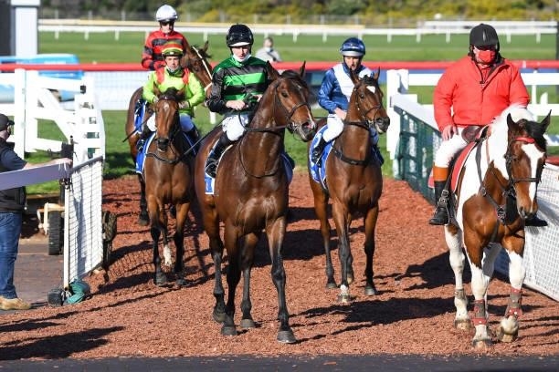 Linas Legend ridden by Damian Lane returns to the mounting yard after winning the Tile Importer Handicap at Ladbrokes Park Hillside Racecourse on...