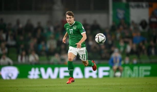 Dublin , Ireland - 7 September 2021; Jayson Molumby of Republic of Ireland during the FIFA World Cup 2022 qualifying group A match between Republic...