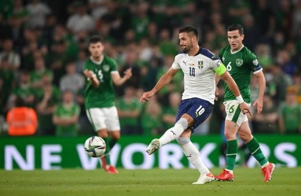Dublin , Ireland - 7 September 2021; Duan Tadi of Serbia during the FIFA World Cup 2022 qualifying group A match between Republic of Ireland and...