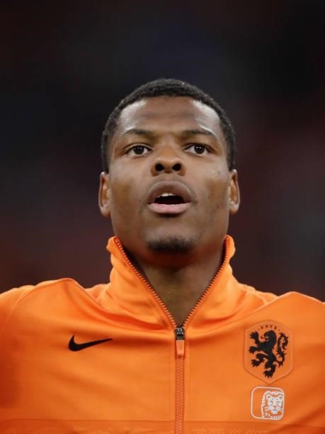Denzel Dumfries of Holland during the World Cup Qualifier match between Holland v Turkey at the Johan Cruijff Arena on September 7, 2021 in Amsterdam...