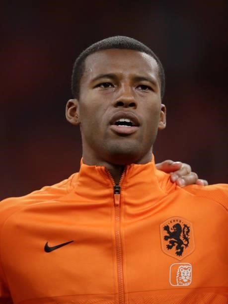 Georginio Wijnaldum of Holland during the World Cup Qualifier match between Holland v Turkey at the Johan Cruijff Arena on September 7, 2021 in...