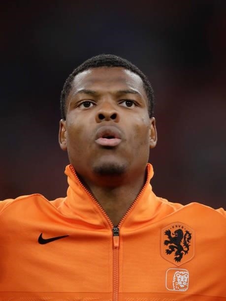Denzel Dumfries of Holland during the World Cup Qualifier match between Holland v Turkey at the Johan Cruijff Arena on September 7, 2021 in Amsterdam...
