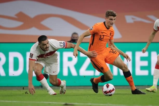 Ozan Kabak of Turkey, Guus Til of Holland during the World Cup Qualifier match between Holland v Turkey at the Johan Cruijff Arena on September 7,...