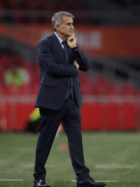 Coach Senol Gunes of Turkey during the World Cup Qualifier match between Holland v Turkey at the Johan Cruijff Arena on September 7, 2021 in...