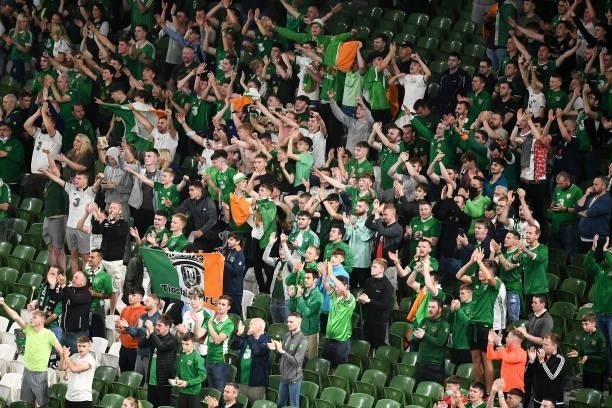 Dublin , Ireland - 7 September 2021; Republic of Ireland supporters applaud the players after the FIFA World Cup 2022 qualifying group A match...