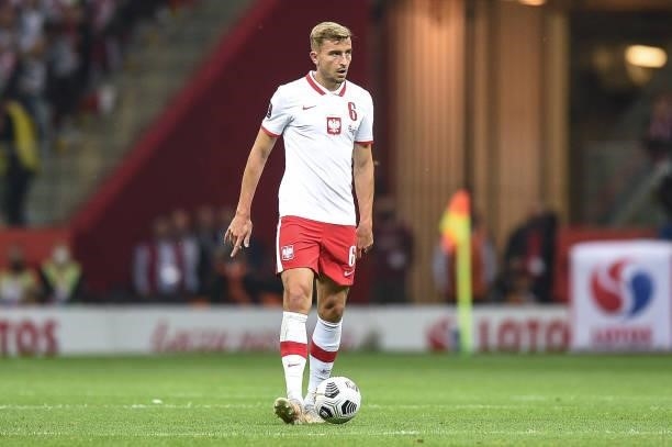 Michal Helik of Poland in action during 2022 FIFA World Cup Qualifier match between Poland and England at Stadion Narodowy on September 8, 2021 in...