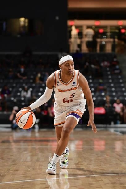 Shey Peddy of the Phoenix Mercury drives to the basket during the game against the Atlanta Dream on September 8, 2021 at Gateway Center Arena in...