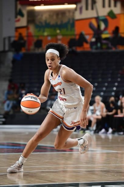Brianna Turner of the Phoenix Mercury drives to the basket during the game against the Atlanta Dream on September 8, 2021 at Gateway Center Arena in...