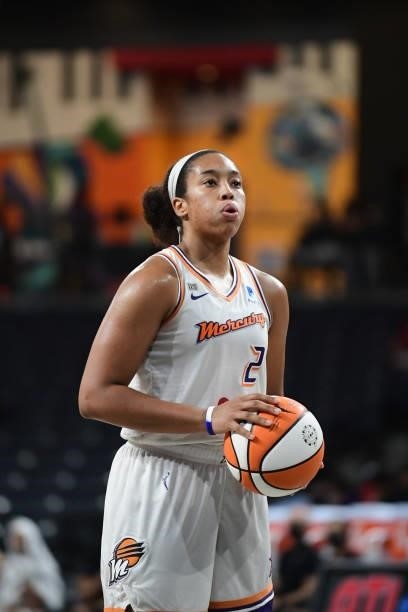 Megan Walker of the Phoenix Mercury looks to shoot a free throw during the game against the Atlanta Dream on September 8, 2021 at Gateway Center...