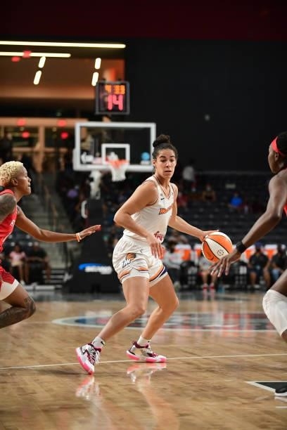 Kia Nurse of the Phoenix Mercury dribbles the ball during the game against the Atlanta Dream on September 8, 2021 at Gateway Center Arena in College...