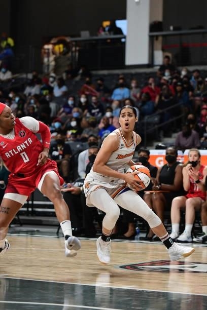 Skylar Diggins-Smith of the Phoenix Mercury drives to the basket during the game against the Atlanta Dream on September 8, 2021 at Gateway Center...