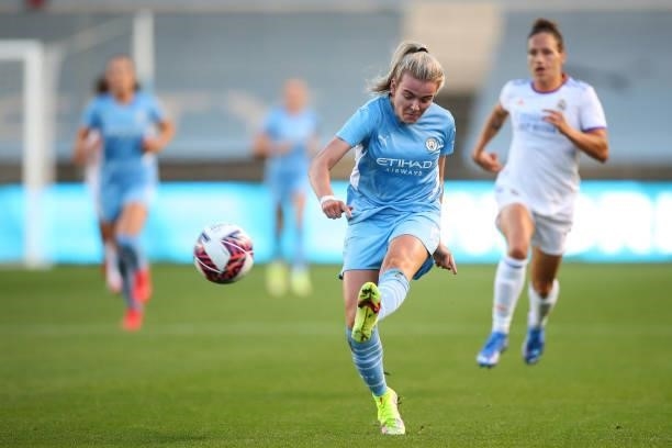 Lauren Hemp of Manchester City Women during the UEFA Women's Champions League fixture between Manchester City and Real Madrid at The Academy Stadium...