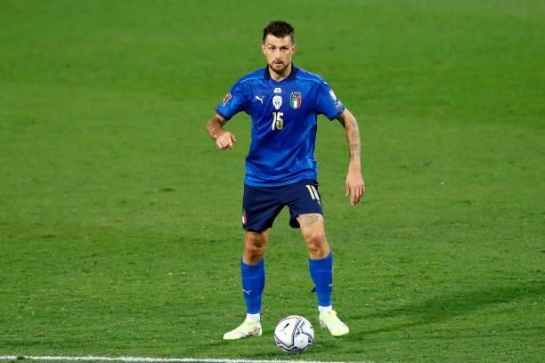 Francesco Acerbi of Italy controls the ball during the 2022 FIFA World Cup Qualifier match between Italy and Lithuania at Mapei Stadium - Citta' del...