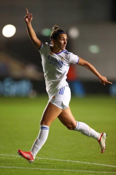 Nahikari of Real Madrid Femenino during the UEFA Women's Champions League fixture between Manchester City and Real Madrid at The Academy Stadium on...
