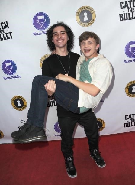 Hunter Payton Mendoza and Mason McNulty arrive for the Red Carpet Screening Of "Catch The Bullet