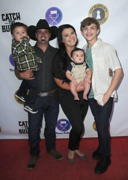 Mason McNulty with sister and her family arrive for the Red Carpet Screening Of "Catch The Bullet