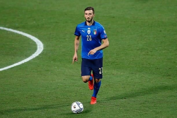 Bryan Cristante of Italy controls the ball during the 2022 FIFA World Cup Qualifier match between Italy and Lithuania at Mapei Stadium - Citta' del...