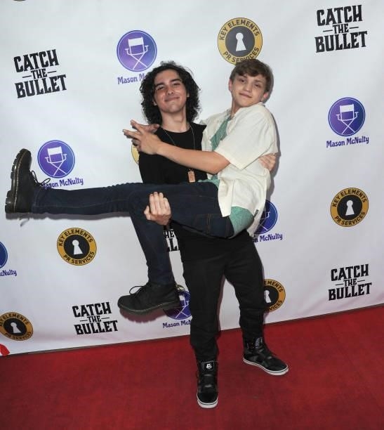 Hunter Payton Mendoza and Mason McNulty arrive for the Red Carpet Screening Of "Catch The Bullet