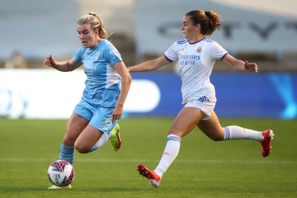 Lauren Hemp of Manchester City Women during the UEFA Women's Champions League fixture between Manchester City and Real Madrid at The Academy Stadium...
